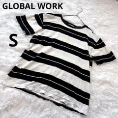 GLOBAL WORK 半袖Tシャツ ブラック ホワイト メンズ　S ボーダー