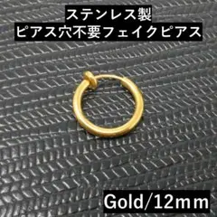 フープリングイヤリングステンレス小ぶりメンズ金色12mmゴールド2個販売A075