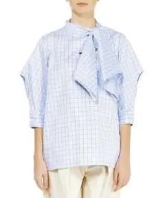 美品 TOGA コットンチェックシャツ ブルー ¥42,900
