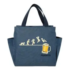 ビール柄ランチバッグ　保冷トートバッグ　ブルー 可愛い　お洒落　個性的　新品