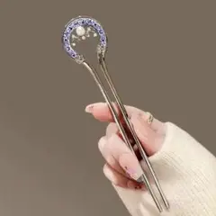 大人の簪　パールかんざし　シンプルかんざし　丸い簪　まとめ髪アレンジ　中華風　青