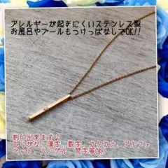 アレルギー対応!刻印無料 ステンレス製 CZバーネックレス ピンクゴールド