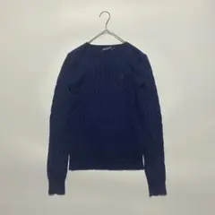 ラルフローレン ケーブル ニット セーター 刺繍 ロゴ ワンポイント Lサイズ