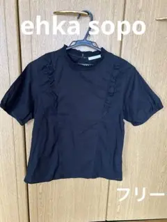エヘカソポ　ehka sopo 半袖ブラウス　黒　フリー