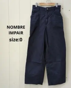 ノンブルアンペール NOMBRE IMPAIR ワークパンツ ワイドパンツ 紺0