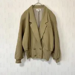 【レスポルティック】ダブルボタンニットジャケット リブ切り替え　ウール　訳あり