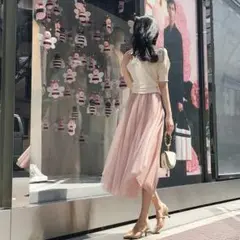 【新品未使用】ディーホリック　チュールフレアスカート　フレアスカート　ロング