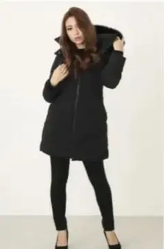 ★ 〈rienda〉FauxFur ストレッチダウン CTブラックM ダウン★