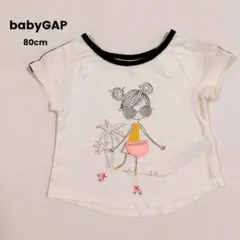 babyGAP イラスト半袖 Tシャツトップス 80cm アイボリー 女の子