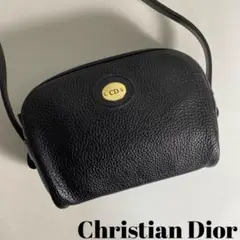 2212-8|美品|ディオール ショルダーバッグ 本革 黒 CDロゴ