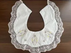 プティマイン　よだれかけ　刺繍　レース　花柄　水色