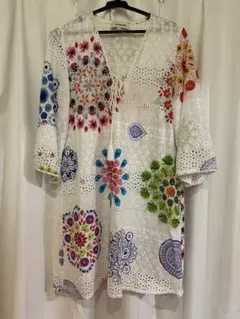 デシグアルDesigual カットワークレース 花柄 チュニック ワンピース　M