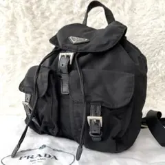 美品✨ プラダ ミニリュック ナイロン レザー ブラック 三角ロゴ 白タグ