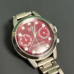 MICHIKO LONDONクロノグラフ 腕時計 赤文字盤 ステンレス