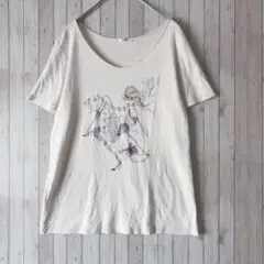 【23区】半袖プリント Tシャツ　 綿100% ラウンドネック　ベージュ　44