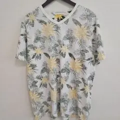 LAUNCHING PAD フローラルVネックTシャツ L