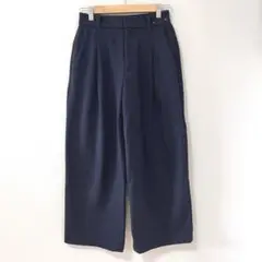 ◉UNIQLO　ブラッシュドジャージータックワイドパンツ　S　黒