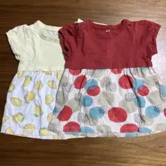 赤と黄色のドット柄ワンピース 100 2点セット