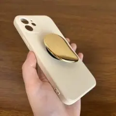 即発送 美品 iPhone12ケース ソフトケース ゴールドスタンド付き