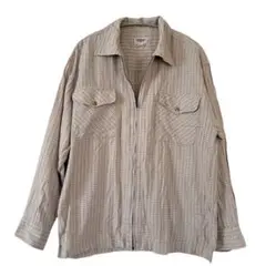 90s 00s Y2K チェックシャツ　古着　ジップアップ　ファスナー　ベージュ