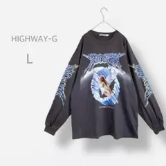 【HIGHWAY-G】長袖Tシャツ　天使　ビッグプリント　パフスリーブ　ゆるだぼ