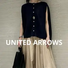 UNITED ARROWS ラウンドショートスリーブニット　ネイビー