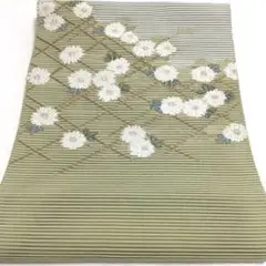 a589 正絹 夏用 名古屋帯 松葉仕立て 金糸 着物