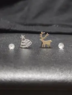 クリスマス　トナカイ　ツリー　クリスマスツリー　ピアス　シルバー　ゴールド