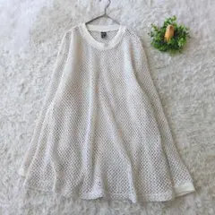 Dazy メッシュニット　ドロップショルダー　アイボリー　М　長袖　サマー