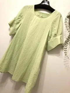 レディースチェックくすみ若草色(グリーン)新品 可愛い♡ M、Ｌ