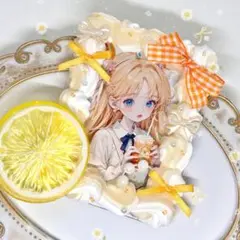 硬質ケーストレカケースデコホイップデコB8オレンジ白ミックス レモン 黄色