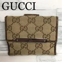 ※ N❣️最終 GUCCI グッチ 二つ折り財布 キャンバス GG シマ