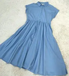 アニエスベー agnes b. 半袖 ブルー シャツワンピース 美品