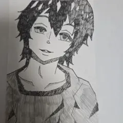 1 ペン画 男性キャラクターのイラスト