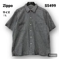 【即購入OK】Zippo シアサッカー 半袖シャツ サイズL チェック ネイビー