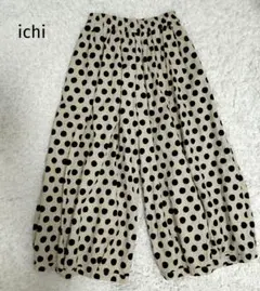 ◆美品◆　ichi コットンリネン　ドット柄　ガウチョパンツ