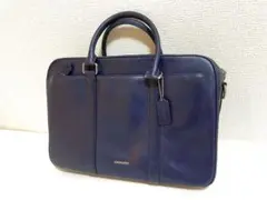 COACH コーチ　2way ビジネスバッグ シボ革レザー　A4収納可　ネイビー
