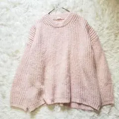 ジーユー 長袖ニット セーター ピンク（XL） ゆったり 大きいサイズ