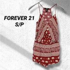 FOREVER 21 赤い象柄オールインワン S/P サロペット
