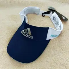 ✨️新品タグ付✨️アディダス ゴルフ サンバイザー メタルロゴ ネイビー