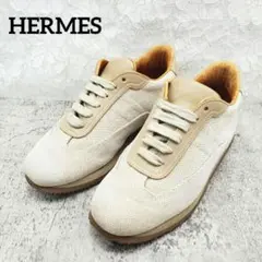 HERMES✨ エルメス キャンバス スニーカー 38 1/2 ベージュ Hロゴ