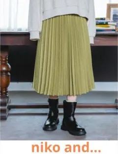 [niko and…]ウールライクプリーツスカート イエロー M ロングスカート