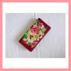 Google pixel6pro 手帳型ケース パンジー刺繍 ワインレッド