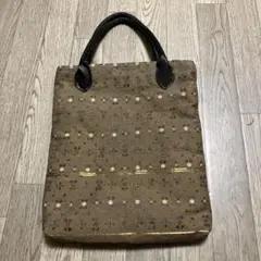 ブラウン ドット模様 トートバッグ