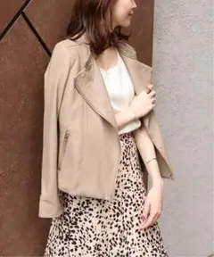 Noble ソフトラム レザー ライダース ブルゾン 36 ベージュ 18AW