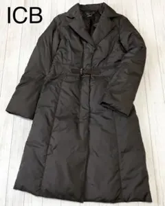 ICB アイシービー ダウンコート ロング オンワード樫山 M カーキ ブラウン