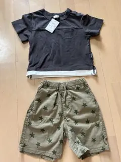 petit main Tシャツと星柄ショートパンツセット 80