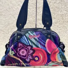 Desigual デシグアル　カラフル花柄　トートバッグ　ハンドバッグ　刺繍
