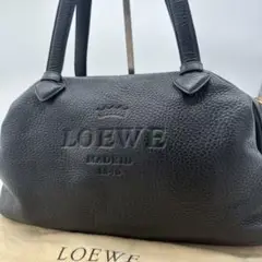 極美品 ロエベ ロゴ 刻印 レザー トートバッグ ハンドバッグ ブラック