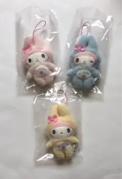 マイメロディ シークレット マスコット 全身スーツ ピンク ブルー イエロー